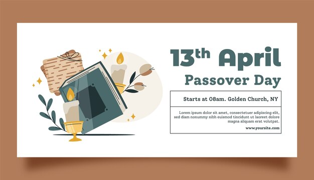 Horizontal banner template for jewish passover celebration