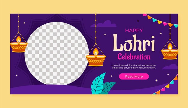 Horizontal banner template for lohri festival celebration