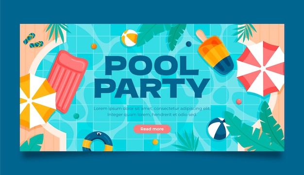 Horizontal banner template for pool party