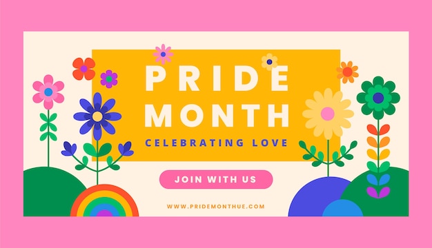 Free Vector horizontal banner template for pride month celebration