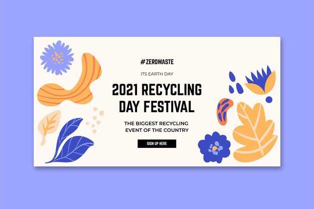 Horizontal banner template for recycling day festival