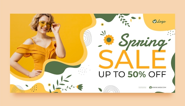 Horizontal banner template for spring celebration