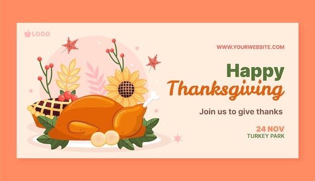 Horizontal banner template for thanksgiving celebration