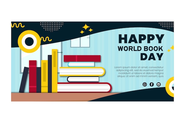 Horizontal banner template for world book day celebration