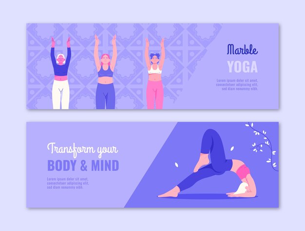 Horizontal banner template for yoga retreat and meditation centre