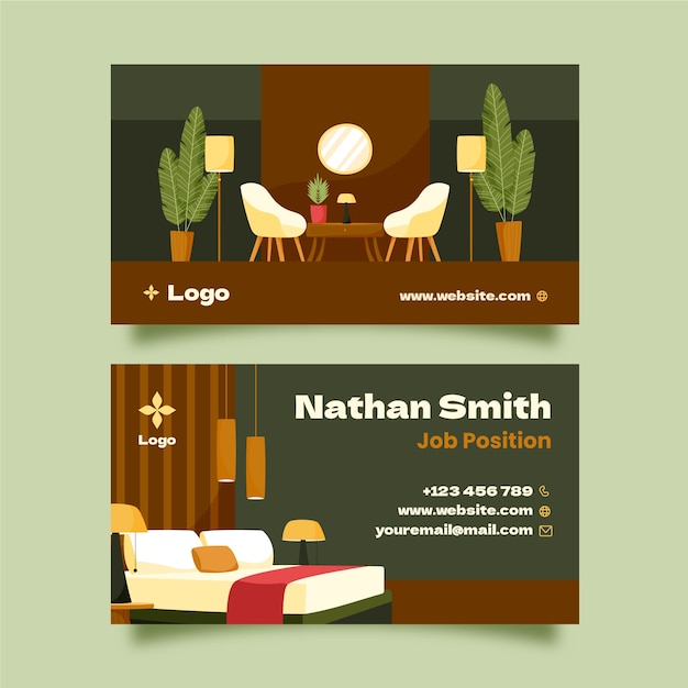 Horizontal business card template for hotel accomodation