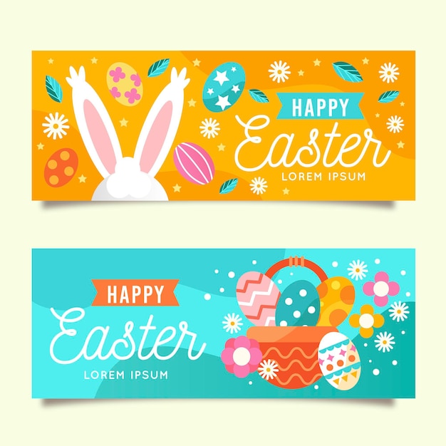 Horizontal easter banners set