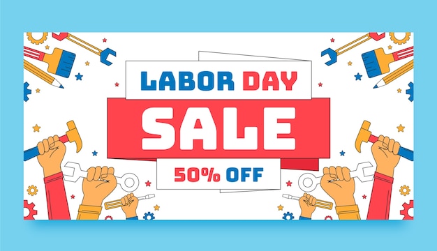 Horizontal sale banner template for 1st may labor day celebration