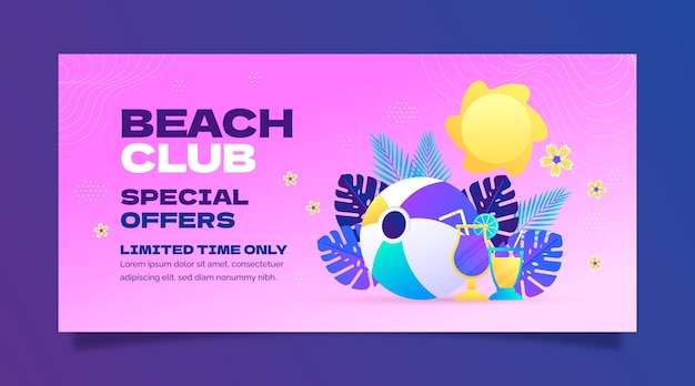 Horizontal sale banner template for beach club and party