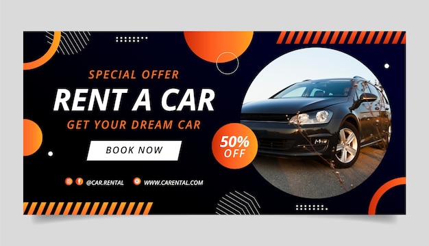 Horizontal sale banner template for car rental company