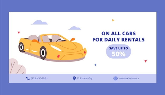 Free Vector horizontal sale banner template for car rental company