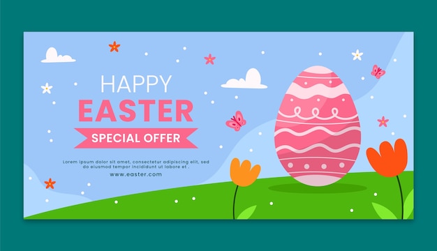 Horizontal sale banner template for easter celebration