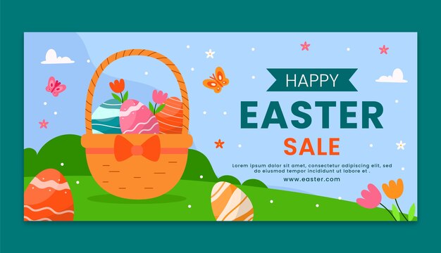 Horizontal sale banner template for easter celebration