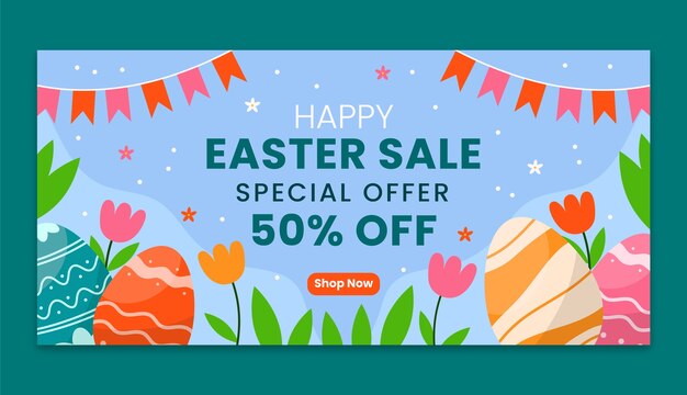 Horizontal sale banner template for easter celebration