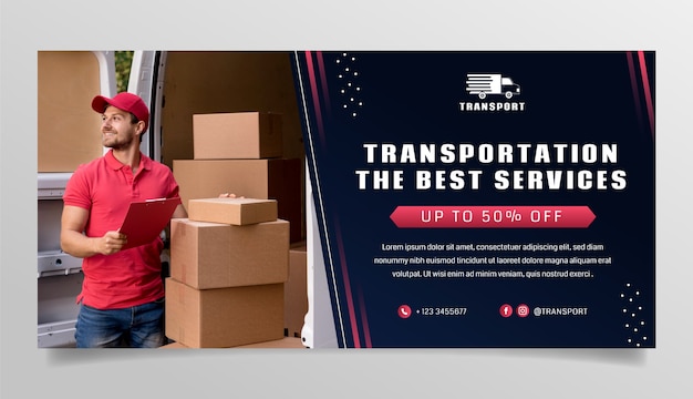 Free Vector horizontal sale banner template for transport and conveyance