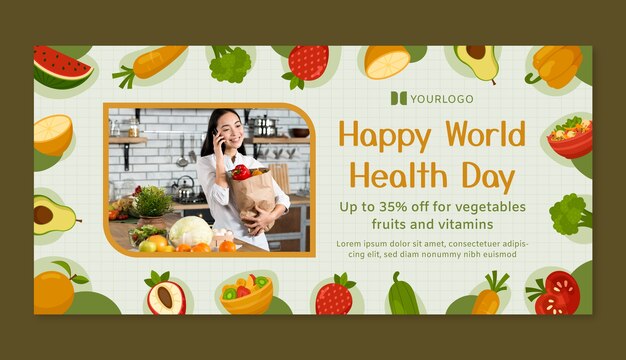 Horizontal sale banner template for world health day celebration