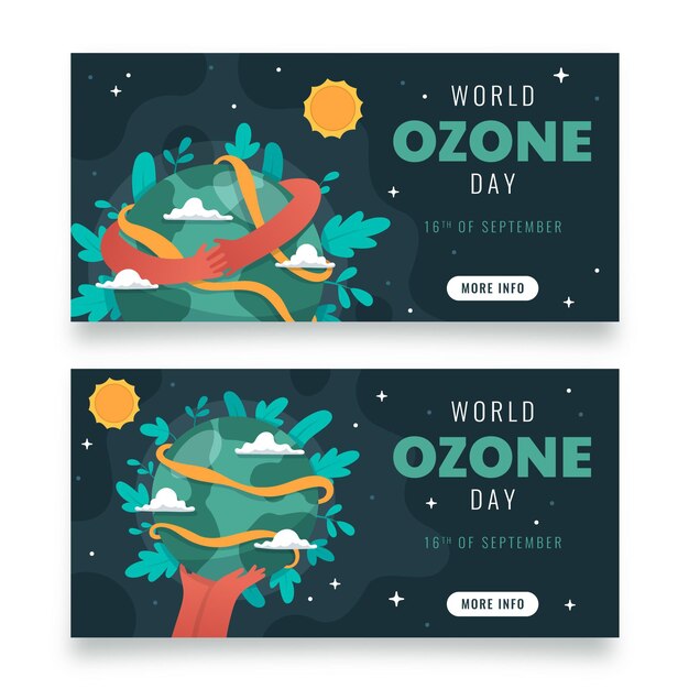 Free vector horizontal world ozone day banners set