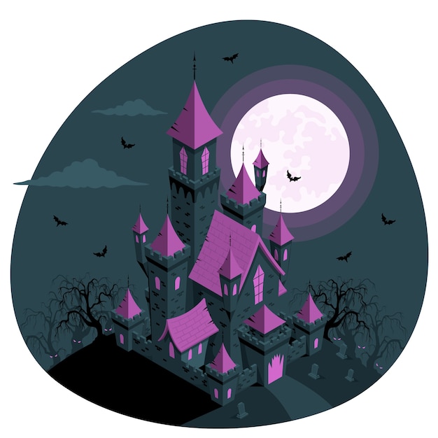 Free vector horror castle concept illustration