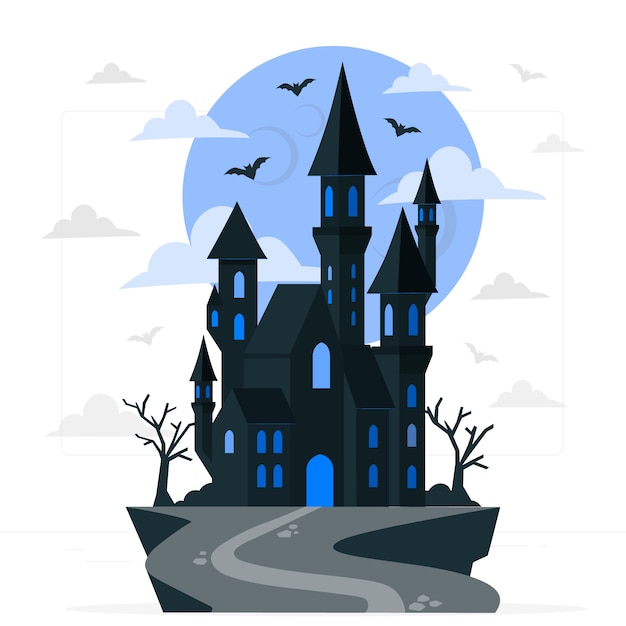 Horror castle concept illustration