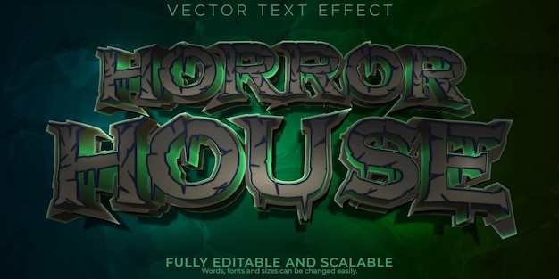 Free Vector horror house text effect editable night and scary text style