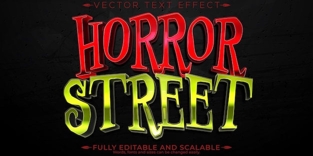 Free Vector horror street text effect editable halloween and scary customizable font style