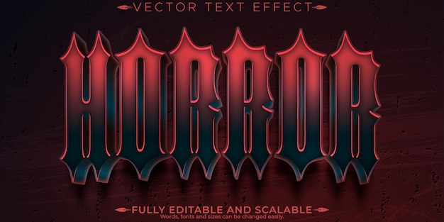 Free Vector horror text effect editable fear and spooky customizable font style