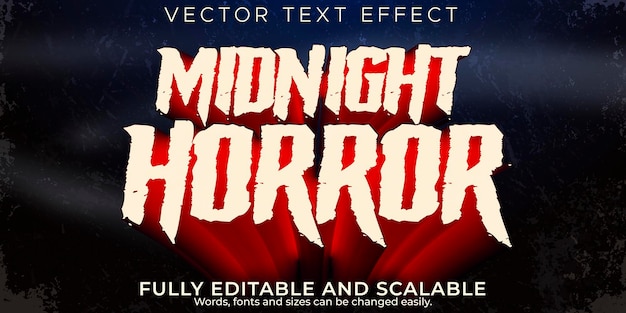 Free Vector horror text effect, editable night and scary text style