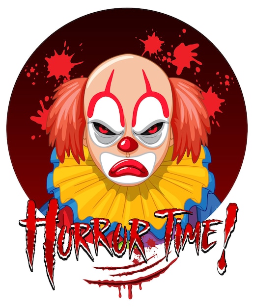 Free Vector horror time logo with creepy clown