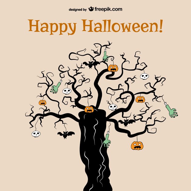 Horror tree of halloween background