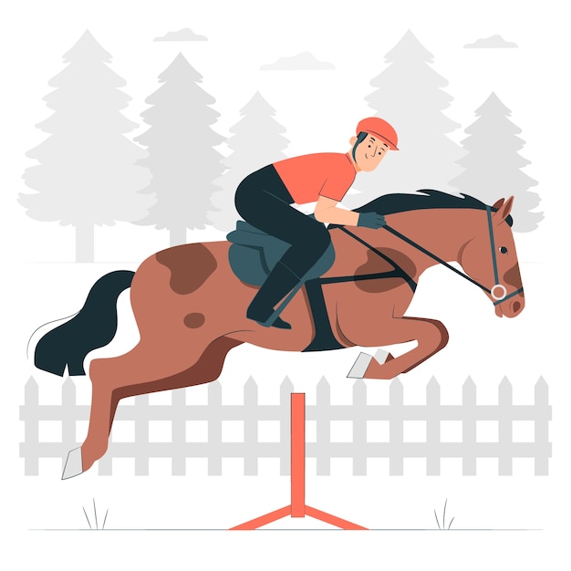 Horse jumping concept illustration