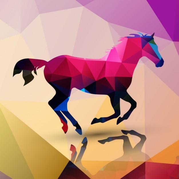 Horse made of polygons background