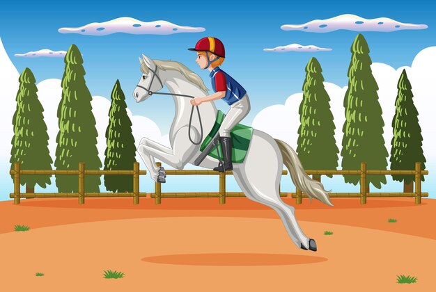 Horse riding scene with jockey and horse