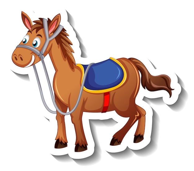 Free vector horse with saddle cartoon character