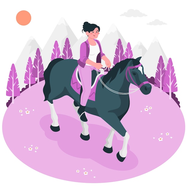 Horseback riding concept illustration