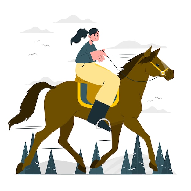 Horseback riding concept illustration