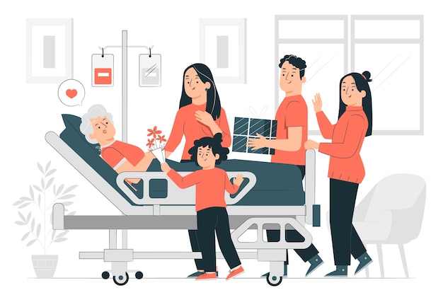 Hospital family visit concept illustration