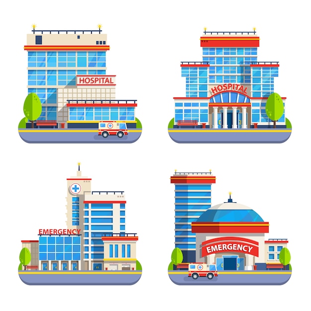 Hospital Flat Isolated Icons