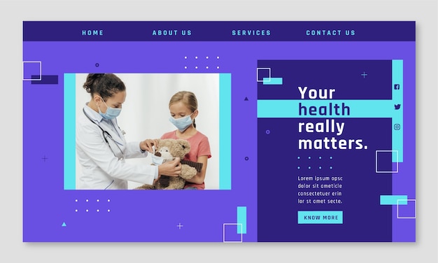 Free Vector hospital healthcare service  landing page