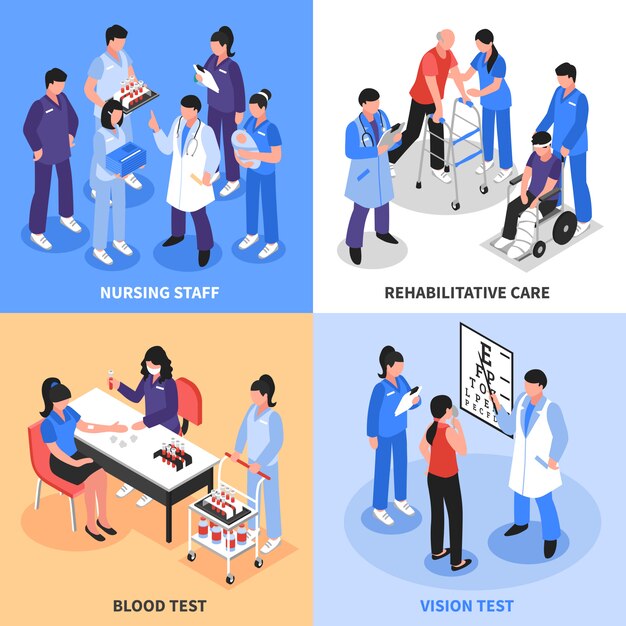 Hospital Isometric Icons Concept 