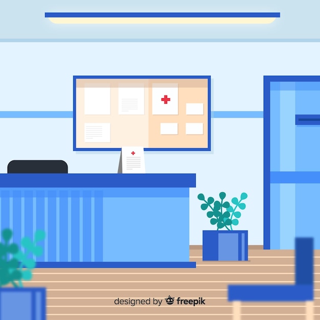 Hospital reception with flat design