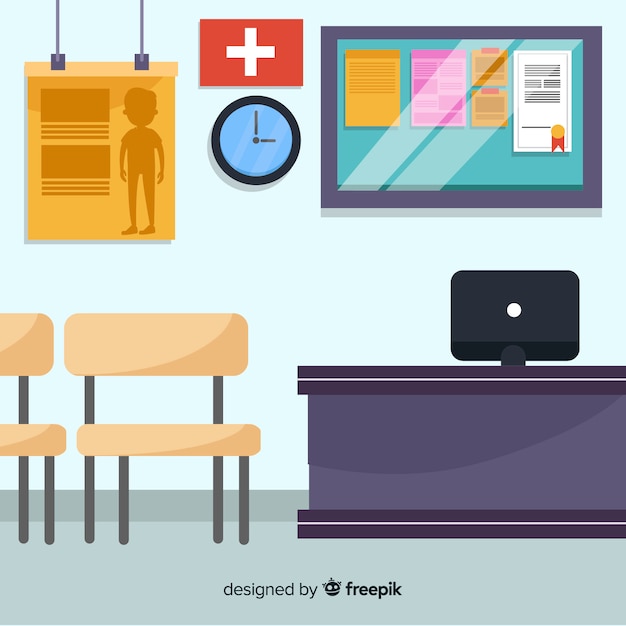 Hospital reception with flat design