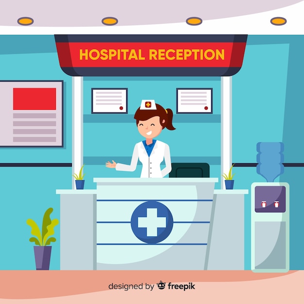 Free Vector hospital reception with flat design