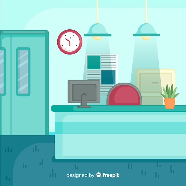 Hospital reception with flat design