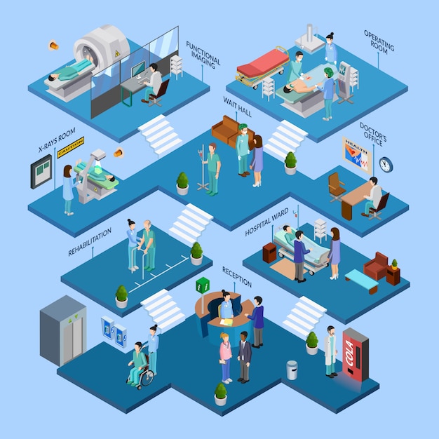 Free Vector hospital structure isometric concept