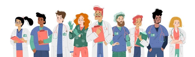 Hospital team with doctors and nurses in uniform