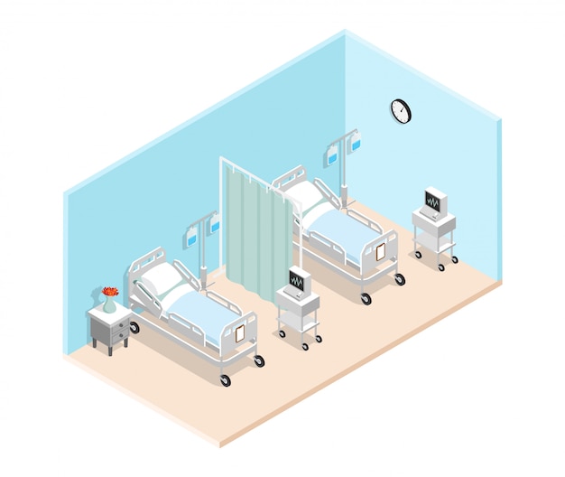 Hospital Ward Isometric Interior 