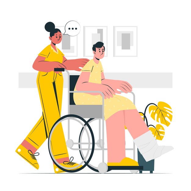 Hospital wheelchair concept illustration