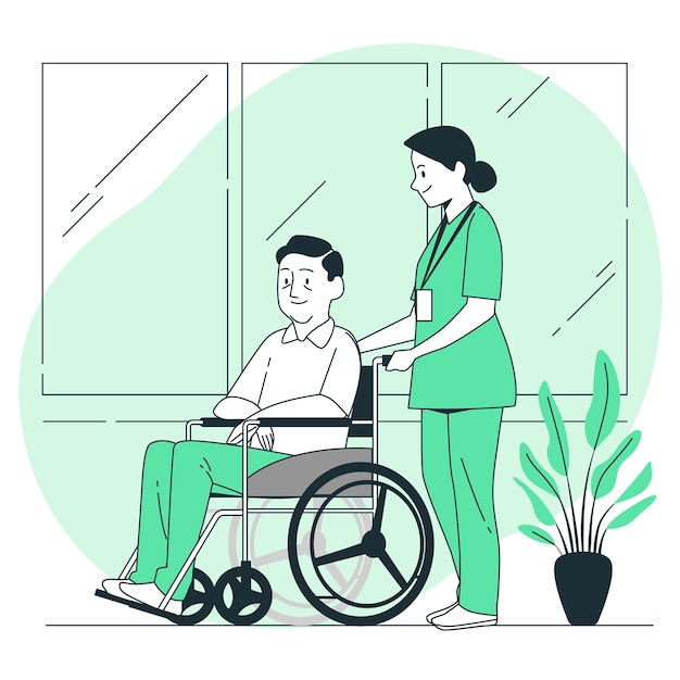 Hospital wheelchair concept illustration