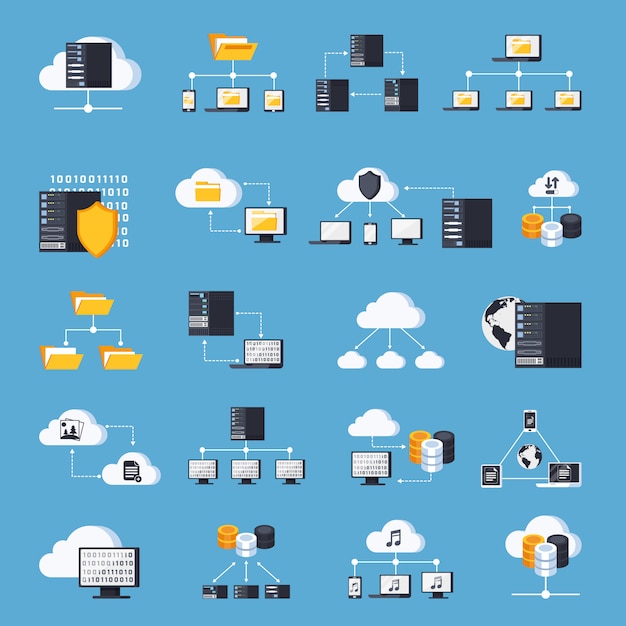 Hosting Services Icons Set