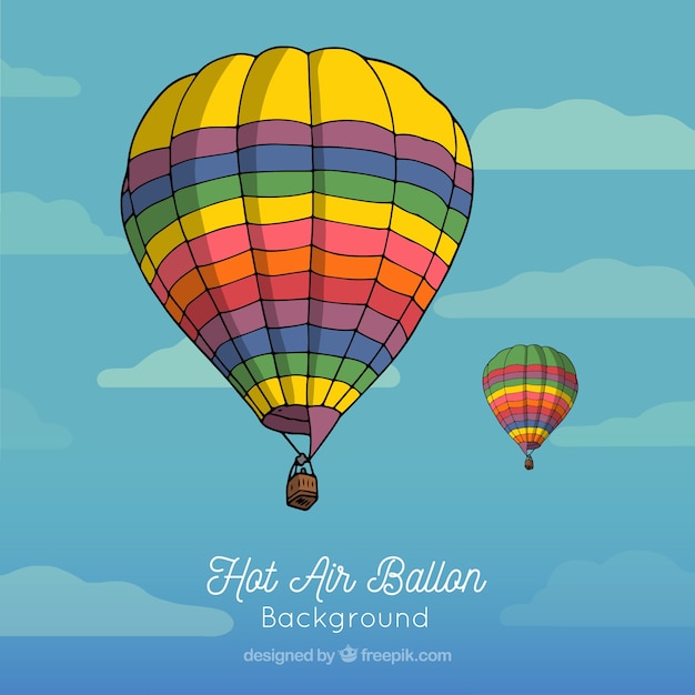 Hot air balloon background in the sky